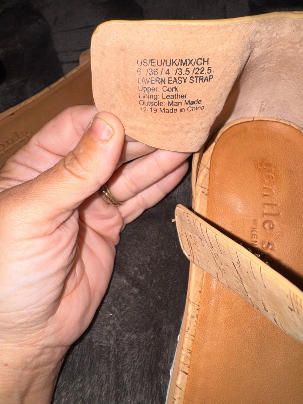 Gentle Souls Cork Sandals Size 6 White Sole Velcro Ankle Strap - Picture 7 of 7
